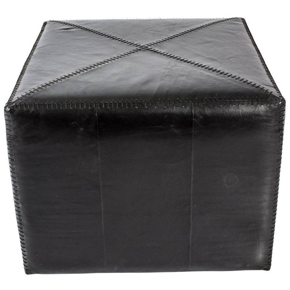 Black Leather Ottoman