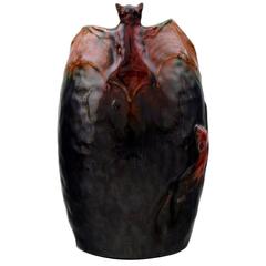 Michael Andersen Ceramics, Vase with Bat, Glaze in Brownish Shades