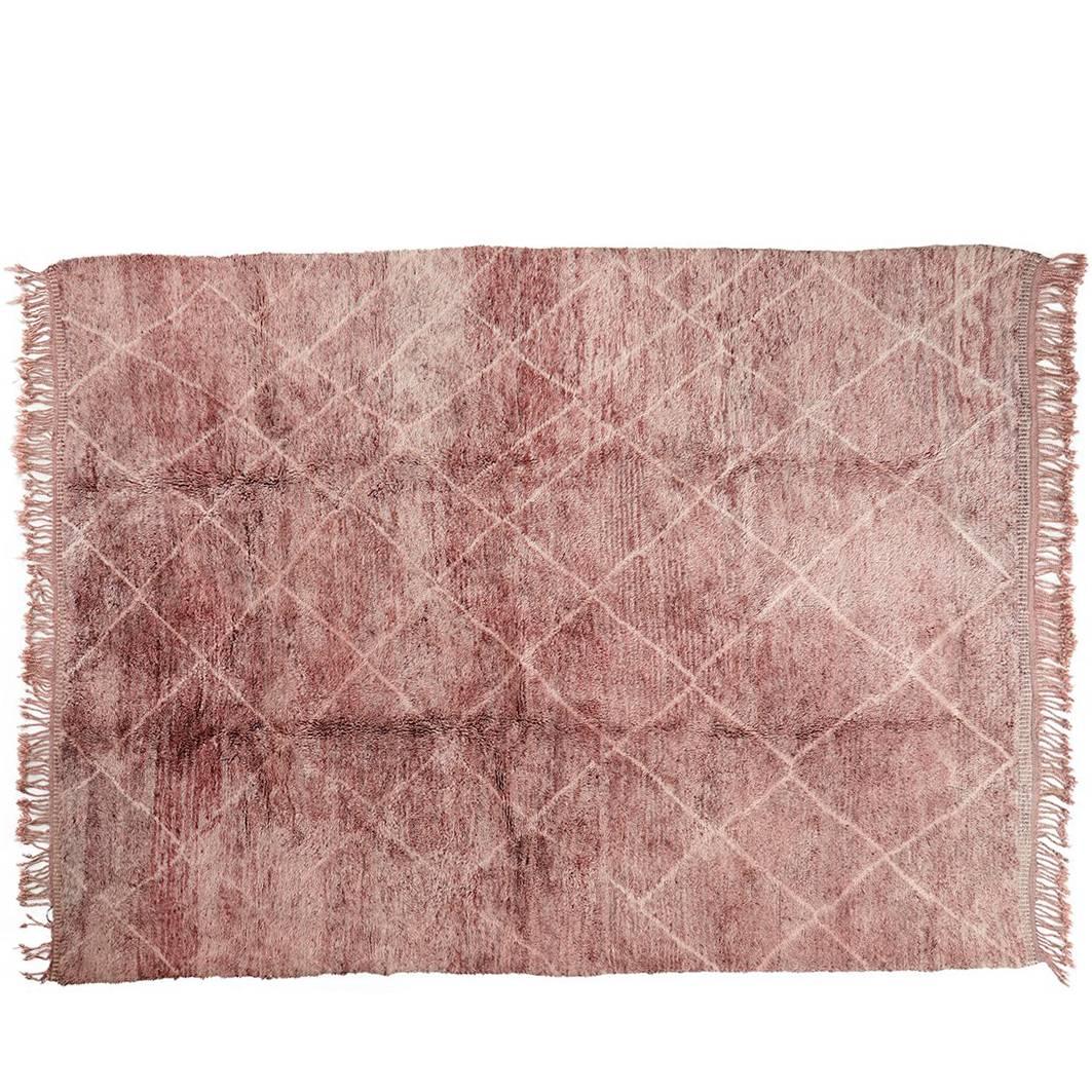 21st Century Extra Large Blush Pink Moroccan Beni Ouarain Rug For Sale
