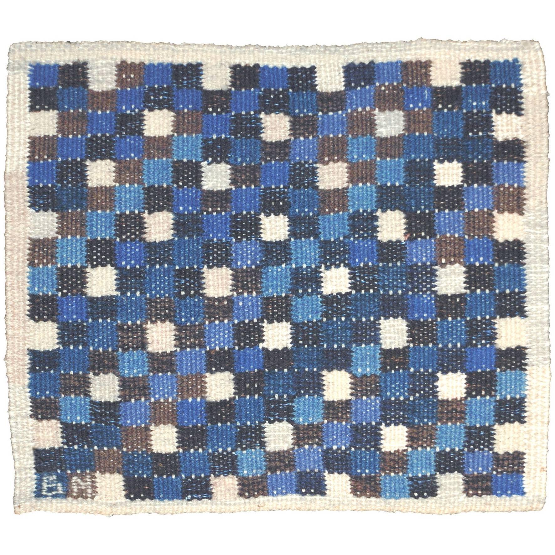 Kvadrater, BLÅ' Schwedischer Wandbehang, Barbro Nilsson, 1950