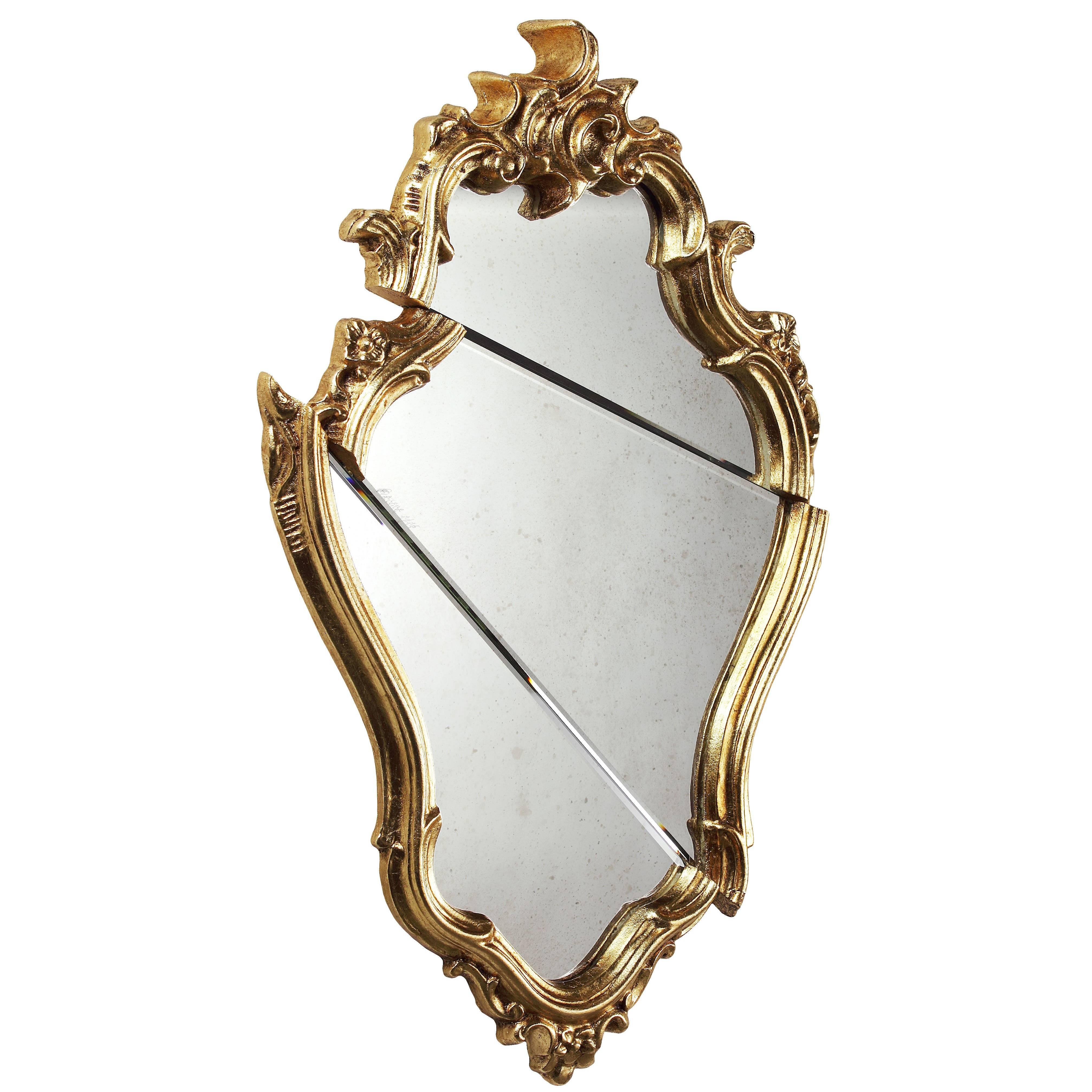 Decorative Wall Mirror Classic Frame Gold Baroque Contemporary Made in Italy For Sale