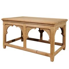 English Stripped Pine Console with Carving, circa 1950