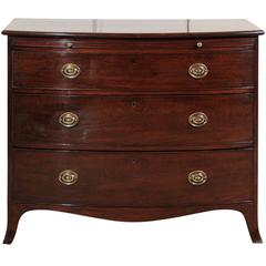 English Bow Front Chest in Mahogany with Three Drawers, circa 1890