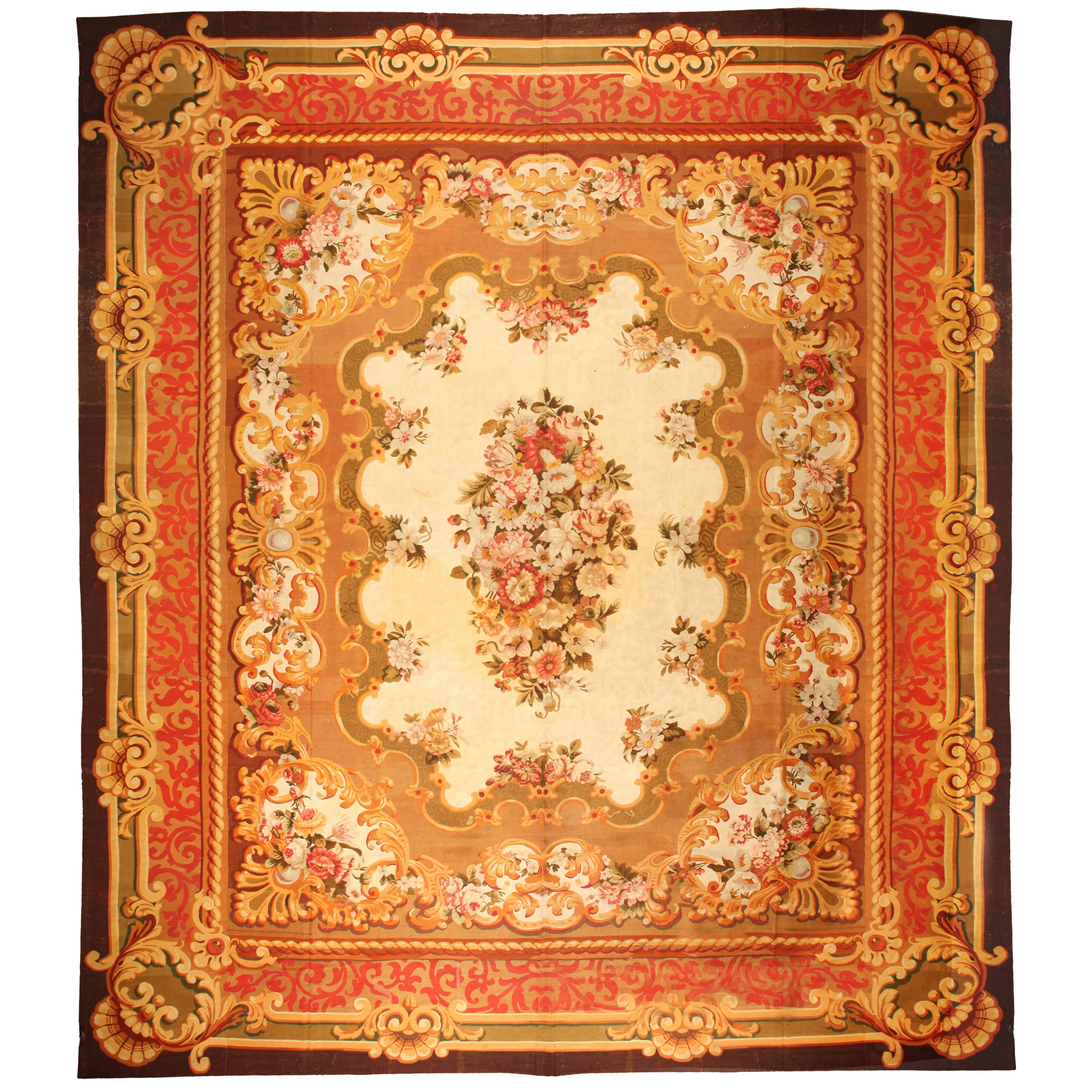 Antique Oversize 19th Century French Aubusson Carpet For Sale at 1stDibs