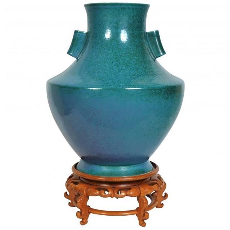 Large And Heavy Glazed Porcelain Bag Form Floor Vase For Sale At