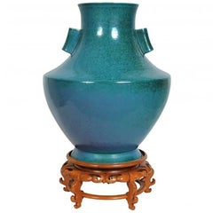 Large and Heavy Glazed Porcelain Bag Form Floor Vase