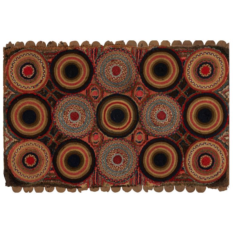 New England Braided Circles Hooked Rug For Sale at 1stDibs