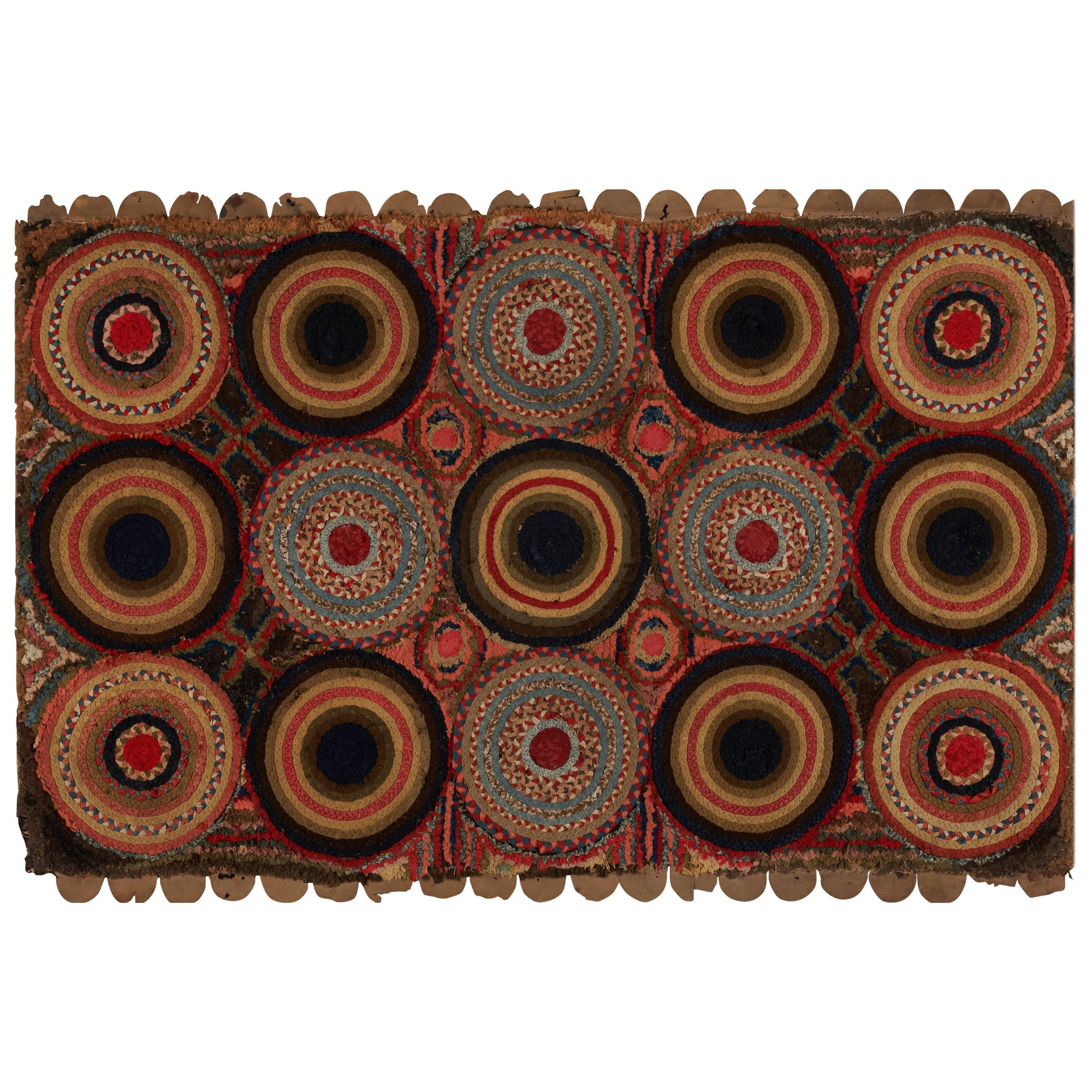 New England Braided Circles Hooked Rug For Sale