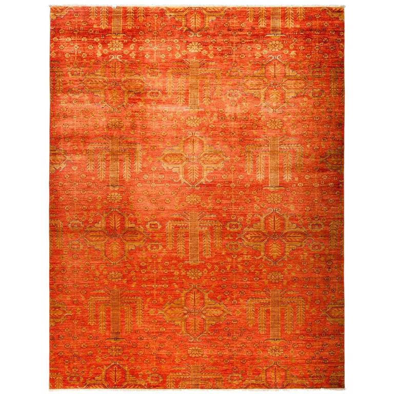 Orange Eclectic Area Rug, Solo Rugs For Sale at 1stdibs