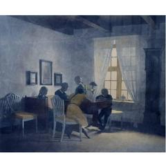 Peter Ilsted "A Rainy Day" Painting, Mezzotint in Colours