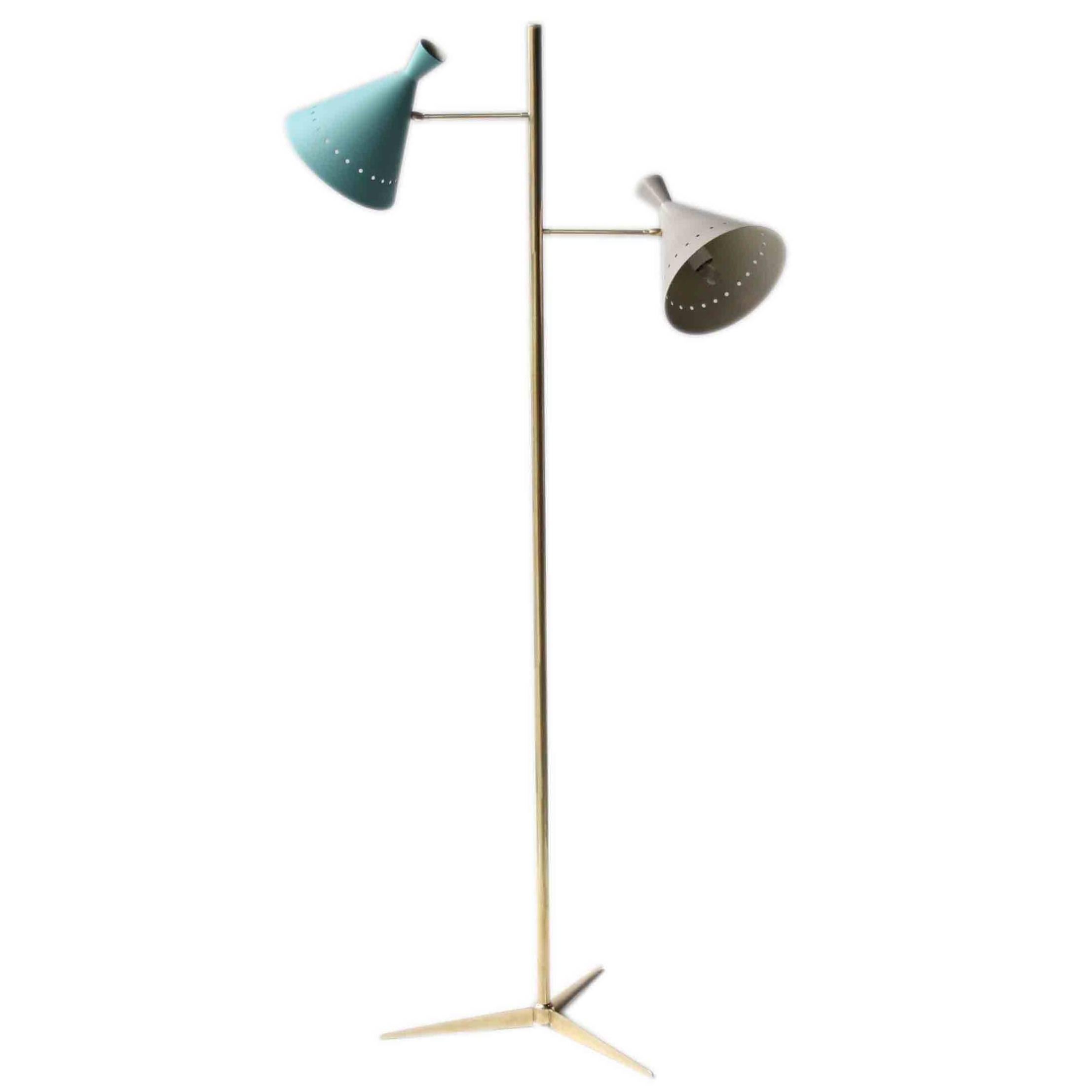 Mid Century Modern Blue White Gold Metal Brass Italian Floor Lamp Mid Century Modern Blue White Gold Metal Brass Italian Floor Lamp 1950 At 1stdibs