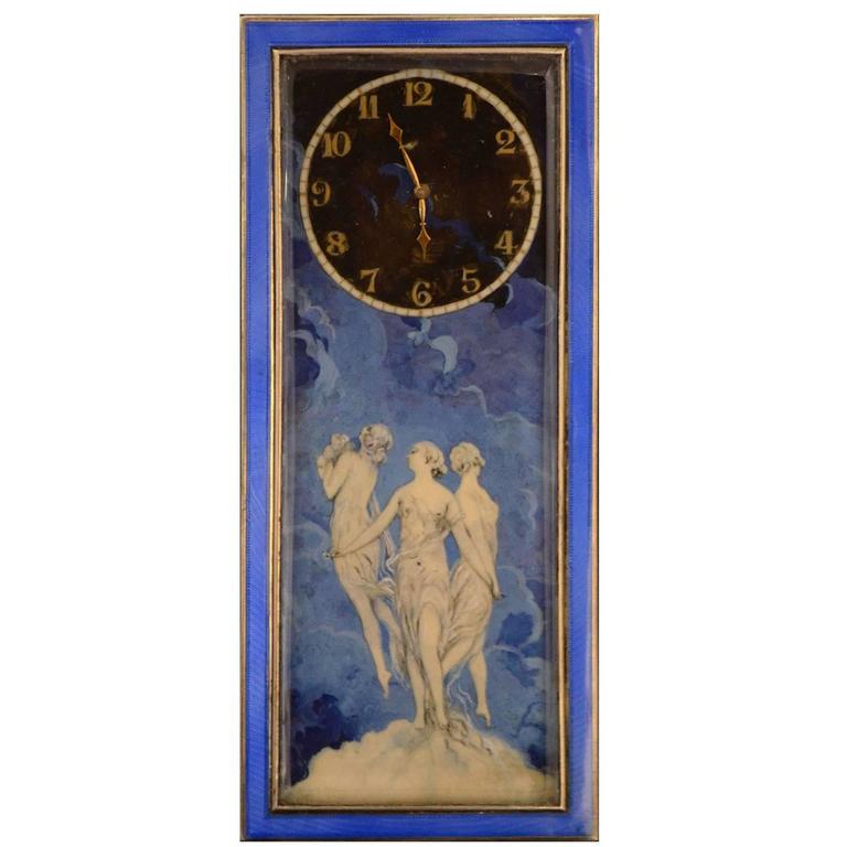 20th Century Silver Clock, Art Nouveau For Sale
