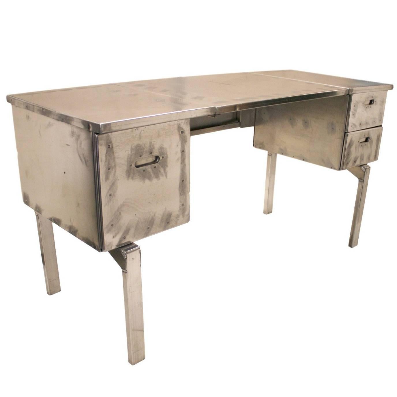 Vintage Industrial Mid-Century Modern Aluminum Folding Desk