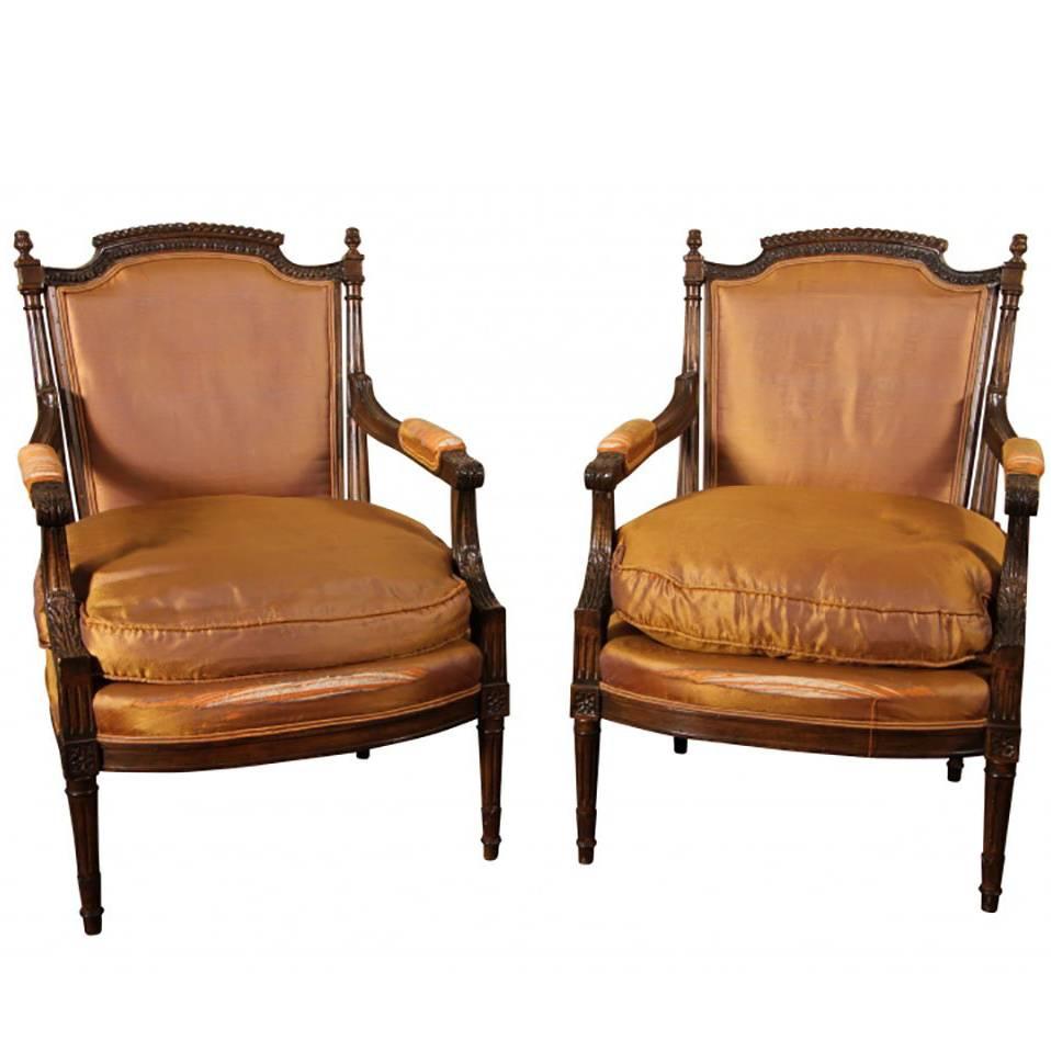 Pair of Carved Fauteuils in Napoleon III Style