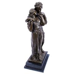Large Bronze Classical Lovers Sculpture on Marble Base