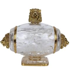 Gold and Diamond Mounted Antique Rock Crystal Barrel 11