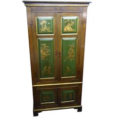 Antique 18th Century Solid Oak Gilt and Lacquer Chinoiserie Cupboard