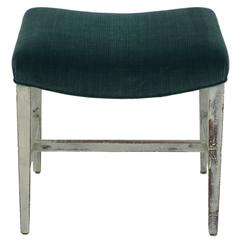 19th Century English Teal Velvet Stool 7