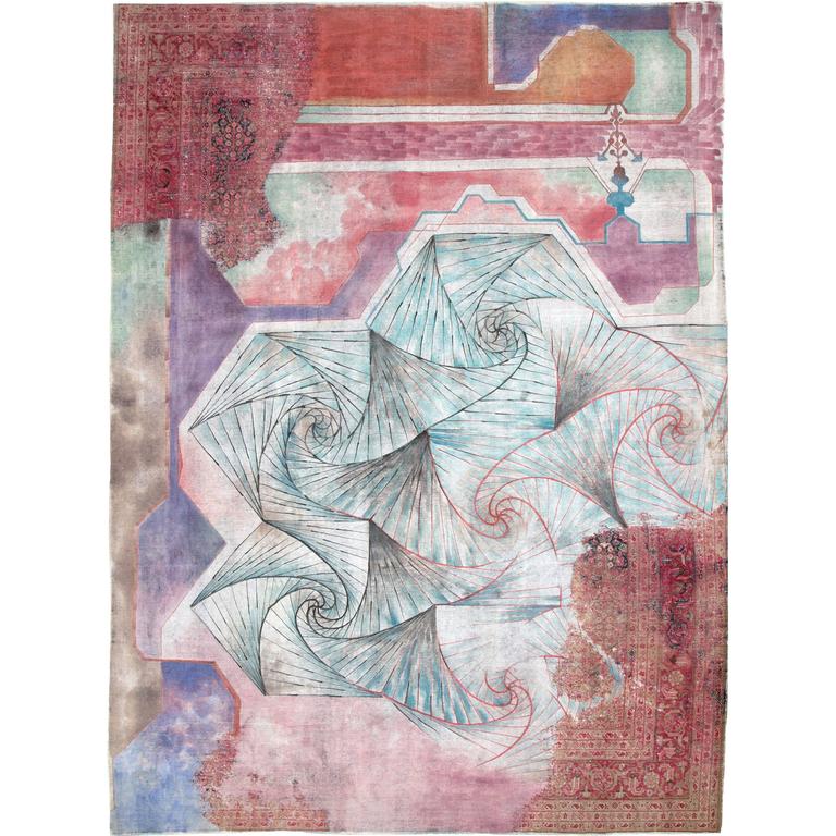 Vintage Abstract Overdyed Carpet For Sale at 1stdibs