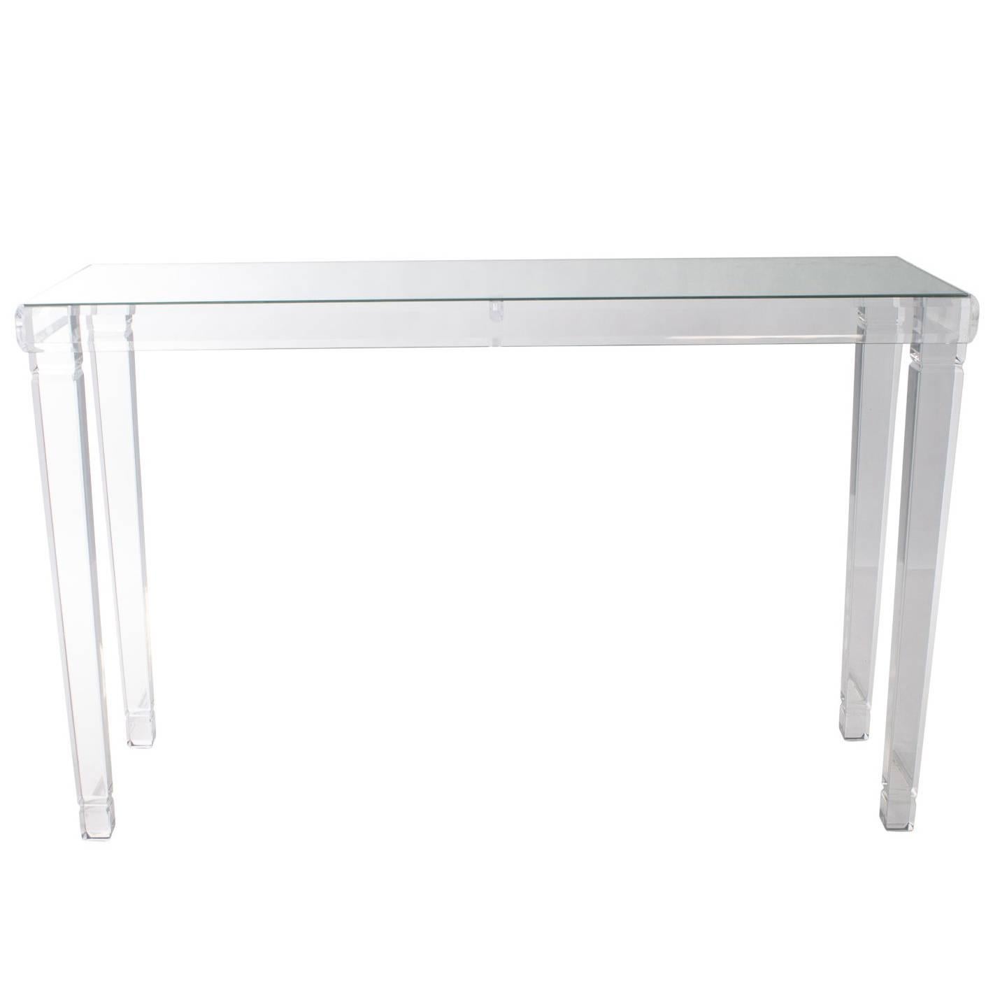 Lucite Table with Mirrored Top For Sale