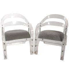 Pair of Velvet Grey Lucite 8