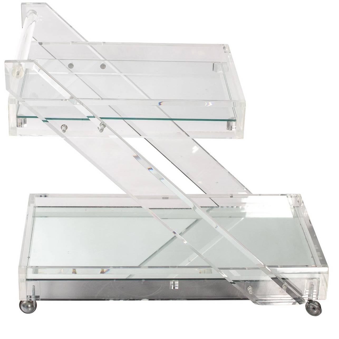 Two-Tier Lucite Bar Cart For Sale