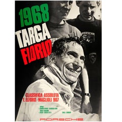 Original Porsche Racing Car Poster for Elford & Maglioli's Targa Florio Victory