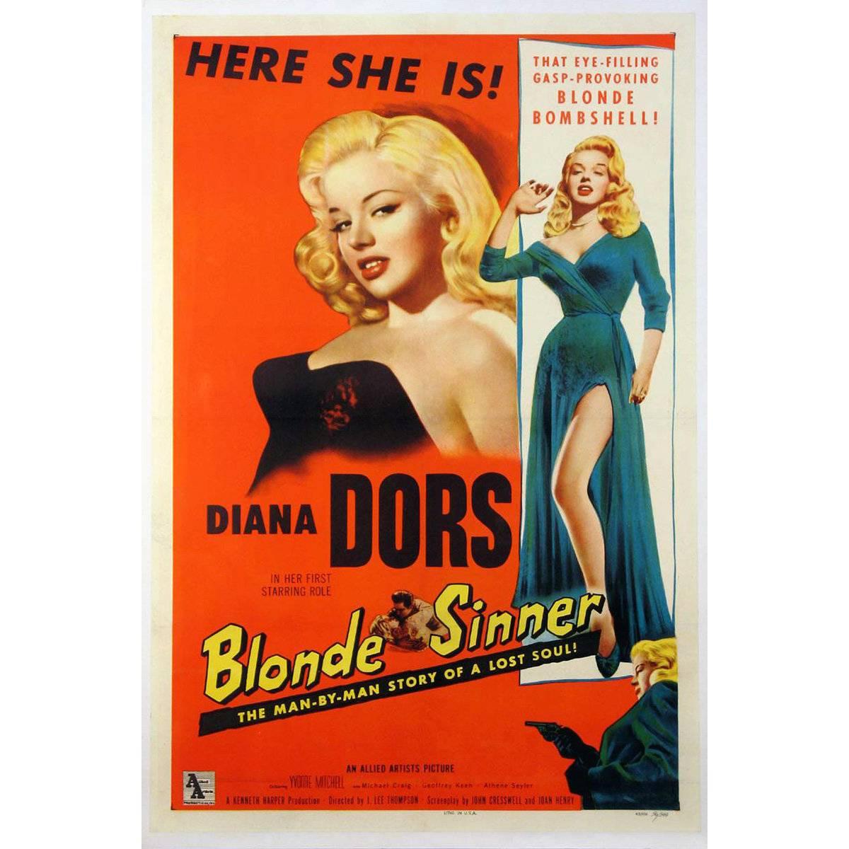 "Blonde Sinner" Film poster, 1956 For Sale