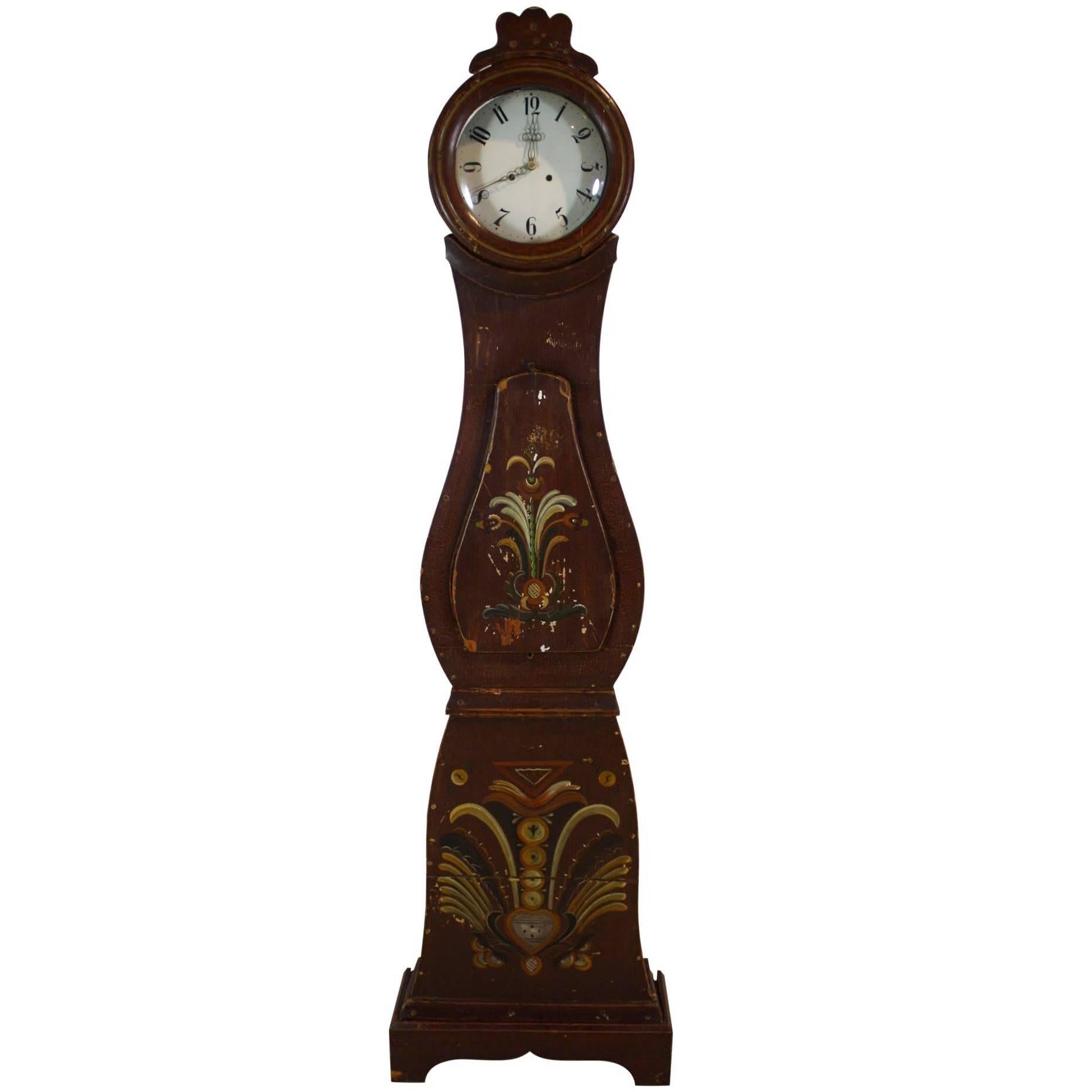 Swedish Painted Mora Clock, Signed and Dated 1924