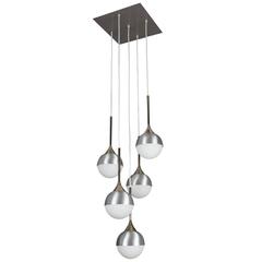 1960s Five-Globe Chandelier Attributed to Stilnovo 3