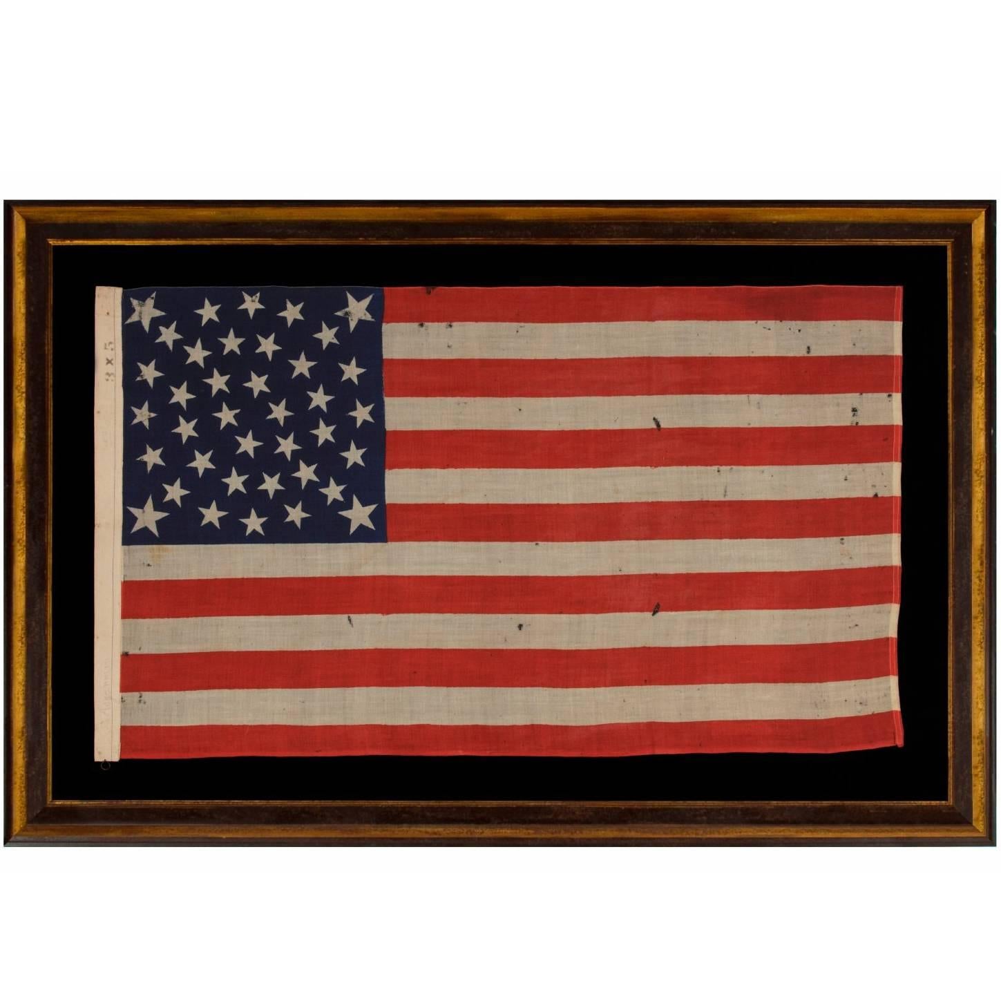 38 Stars on an Extraordinary Antique Flag Made for the 1876 Centennial Expo