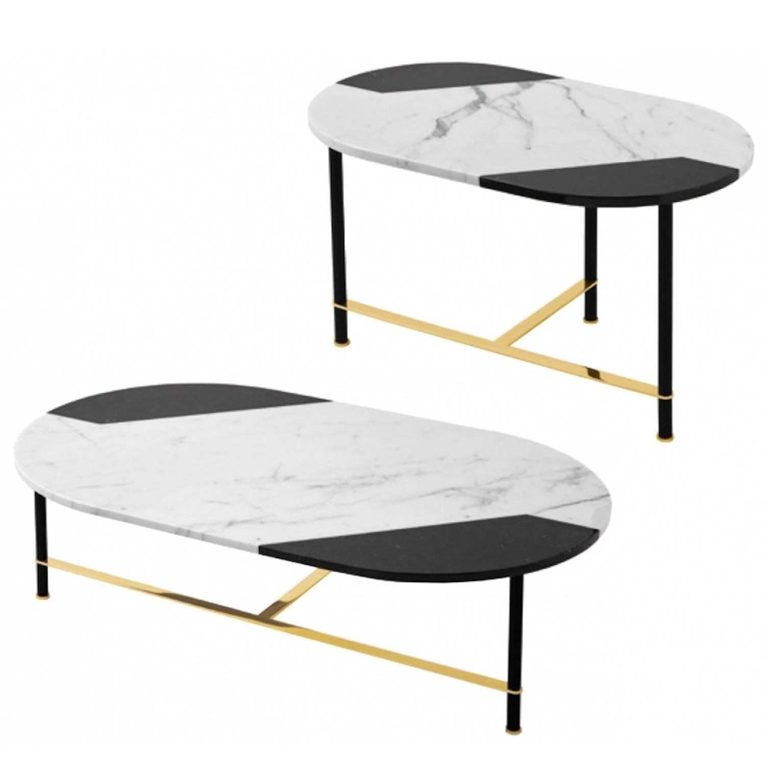 Octagonal Side Table With Green And Pink Marble Top Tapering Coffee Table Or Side In Black And White Inlaid Marble Top With Br Legs