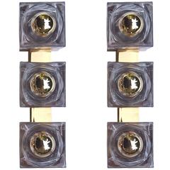 Cube Wall Lights Brass and Glass