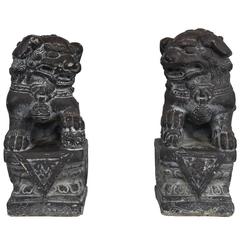 Pair of Cast Stone Foo Dog Statues 6