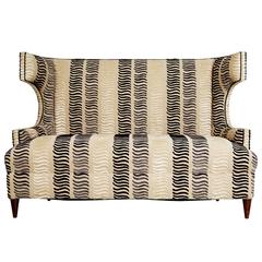 Wingback Mid-Century Modern Loveseat in Cut Velvet, circa 1960 8