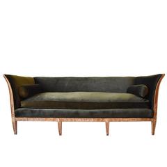 Vintage Directoire Style Sofa with Wood Trim