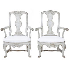 Pair of 19th Century Painted Swedish Decorative Armchairs