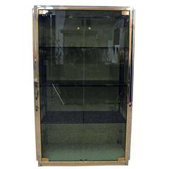 Romeo Rega 1970s Cabinet in Brass, Chromed Steel, Laminate and Fumè Crystal 4
