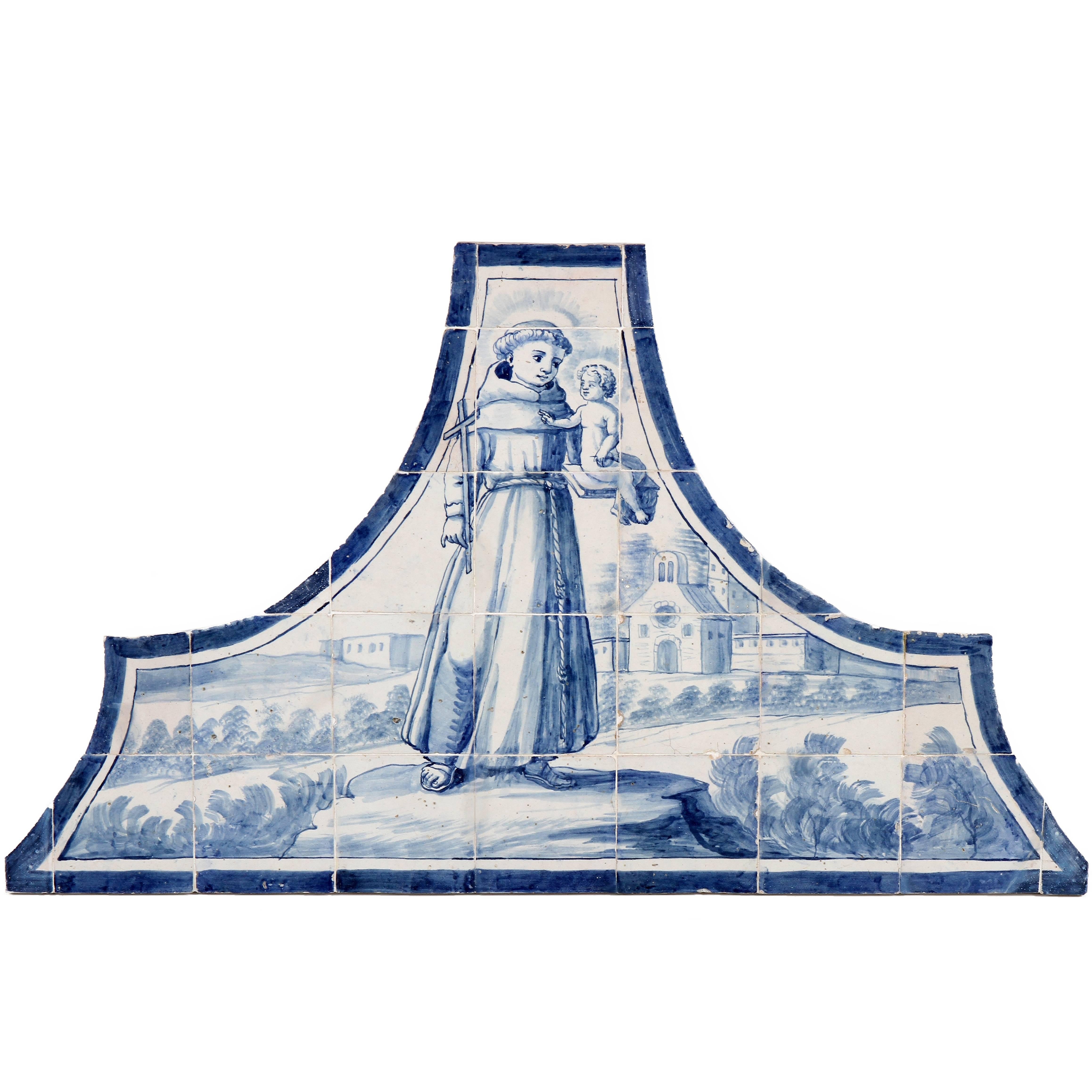 18th Century Tile Panel Representing "Santo António"