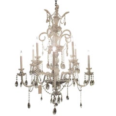 Vintage 1950s, Italian Nine-Arm Crystal Chandelier Swag Crystals