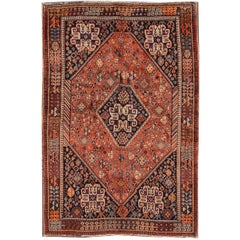 Gorgeously Contrasted Antique Persian Shiraz Rug