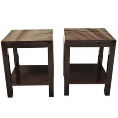Pair of Espresso Brown Lacquered Tables
