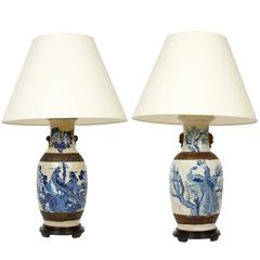 Pair of Antique Chinese Export Lamps