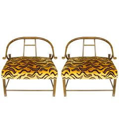 Pair of Mastercraft Lounge Chairs in a Clarence House Velvet