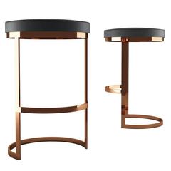 OLA Counter Chair or Barchair Luxury Modern Style in Steel and Leather