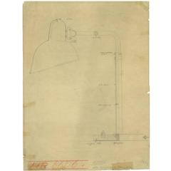 Print of the Original Christian Dell Drawing for Kaiser Idell, Bauhaus Lamp