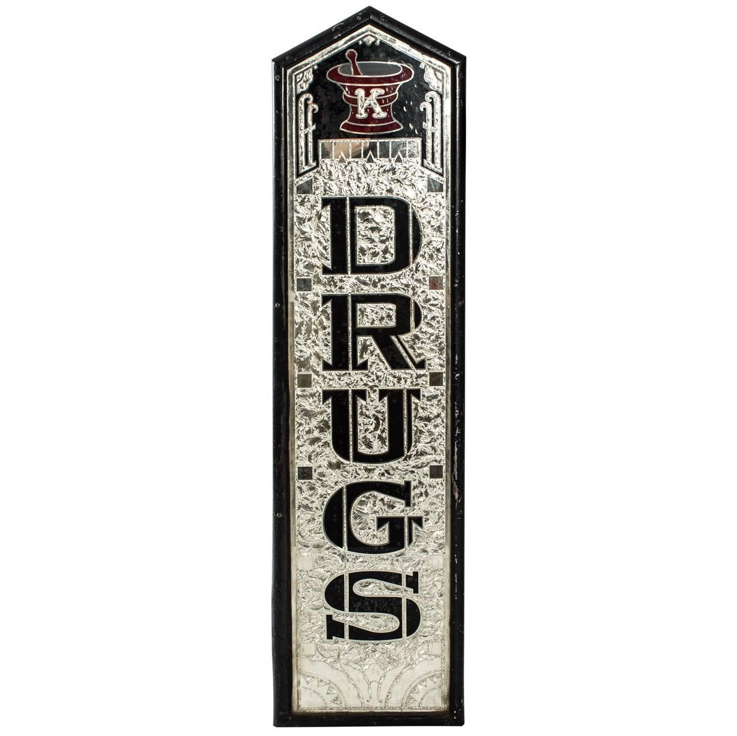 19th Century Reverse Painted Pharmacy Sign