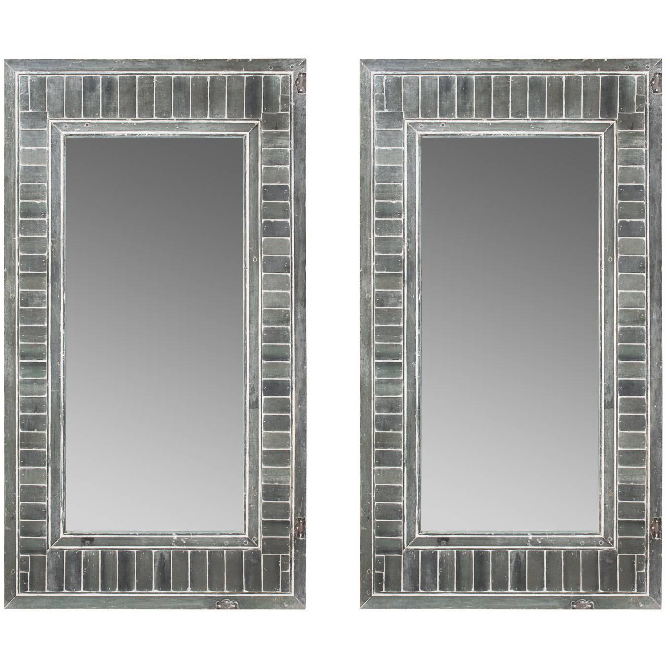 Pair of Industrial Rectangular Mirrors