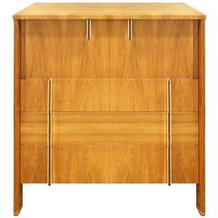 John Widdicomb Tall Chest in Walnut with Rosewood and Chrome Pulls, 1950s 2