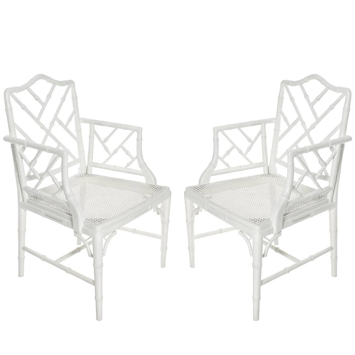 Faux Bamboo Chippendale Style Armchairs